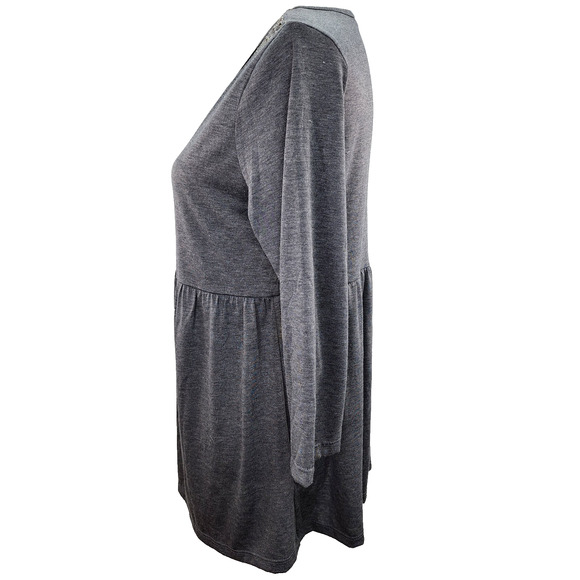 NWT Three Season Maternity Shirt Large Black Gray Long Empire Waist Stretchy Top - Picture 6 of 15